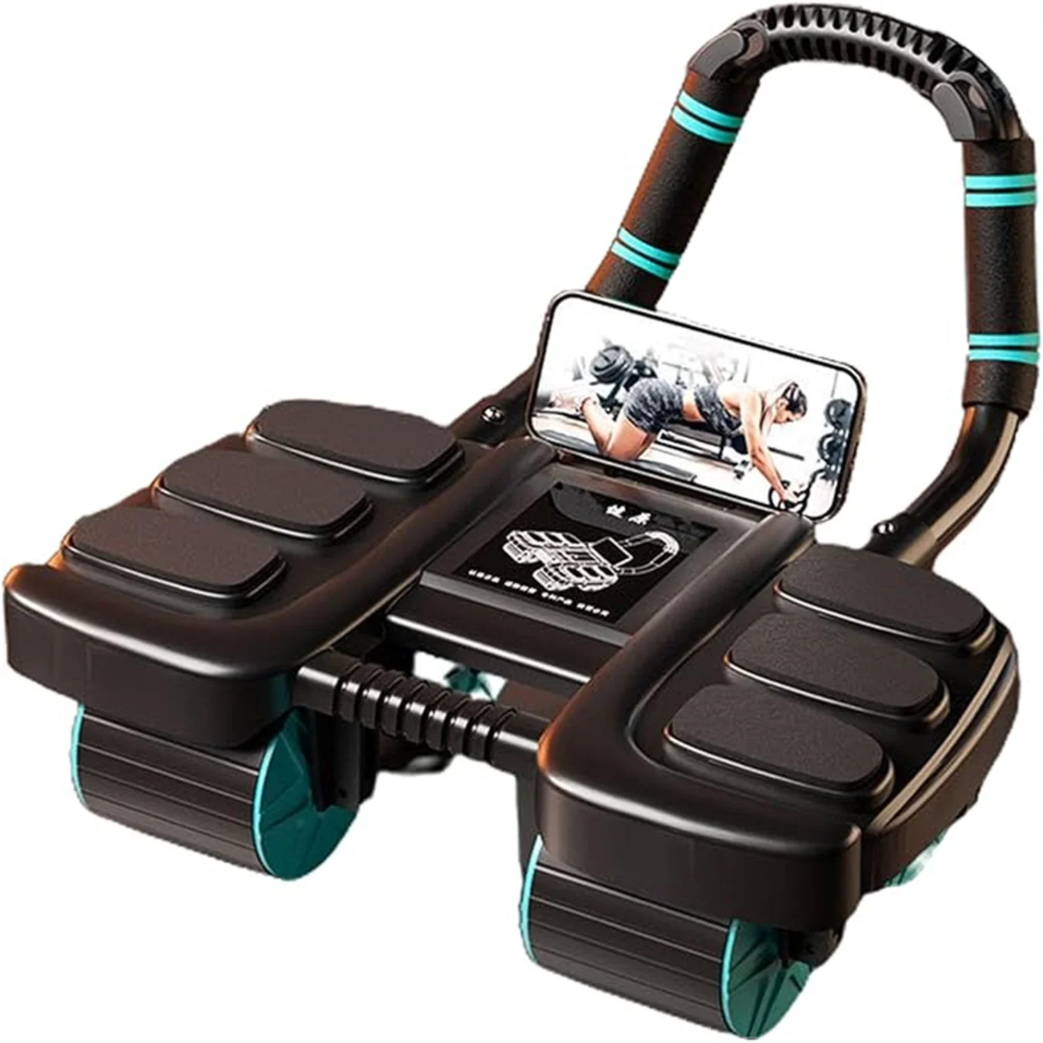 Abdominal Wheel Roller Abs Workout Equipment Machine For Gym Automatic Rebound Elbow Support Fitness Sports With Phone_voghion.com