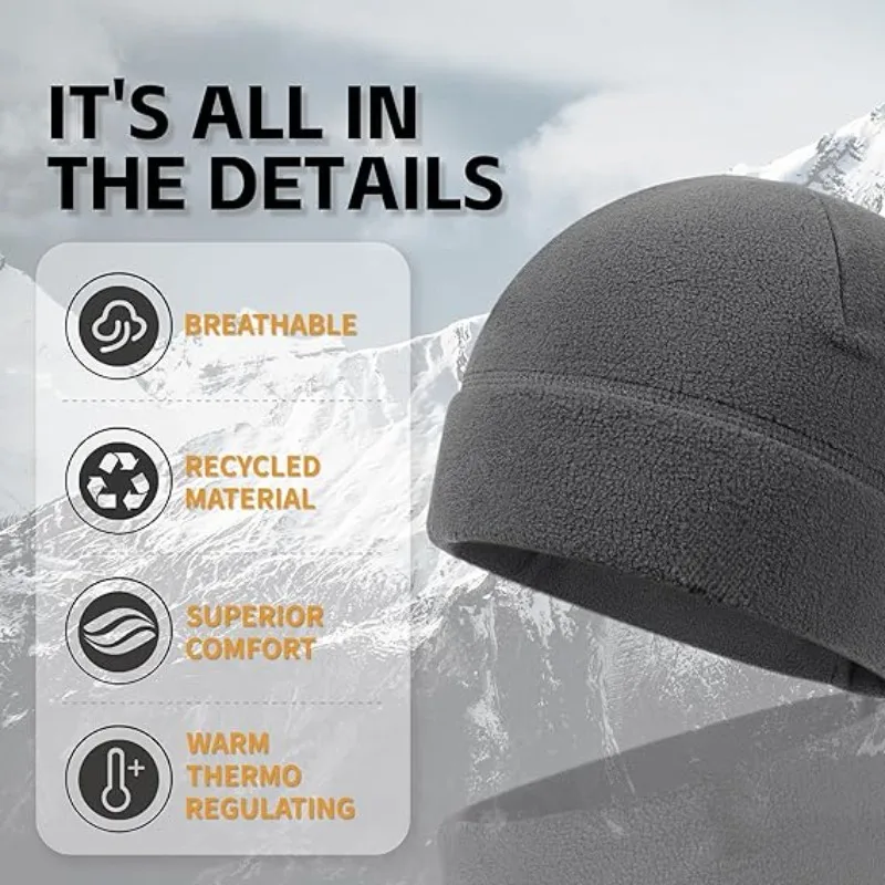 Warm Winter Skull Cap 1PC Soft Polar Fleece Hat Thick Windproof Cap Outdoor Beanie Ski Suitable for Men Women polar fleece caps winter hat skullies beanies