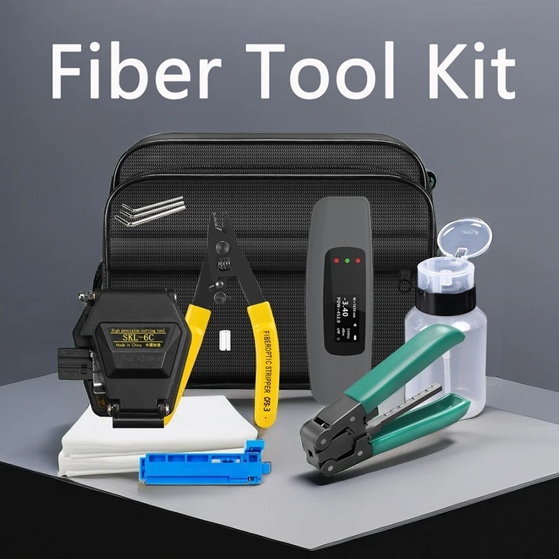 fiber-optic-tool-kit-with-skl-6c-fiber-cleaver-70-10dbm-mini-optical-power-meter-10mw-visual-fault-locator