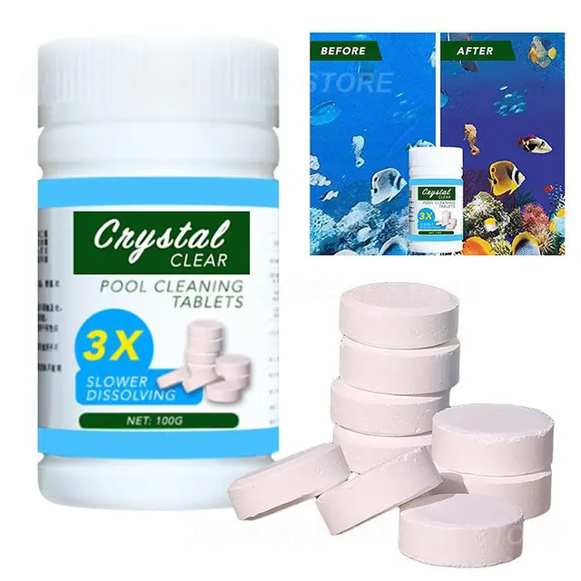 100 Tabletta/Palack Medence Tisztító Tabletta Multifunkcionális Pezsgőfürdő -Víztisztító Fertőtlenítőszer - Image 3