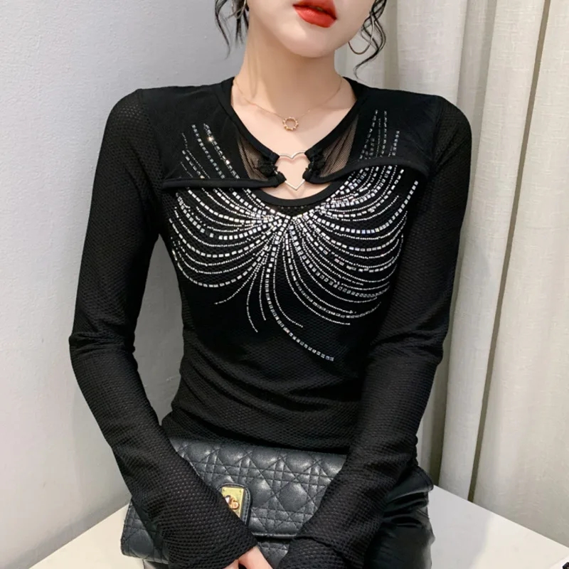 Fashion Sexy Hollow Irregular T Shirt Loose