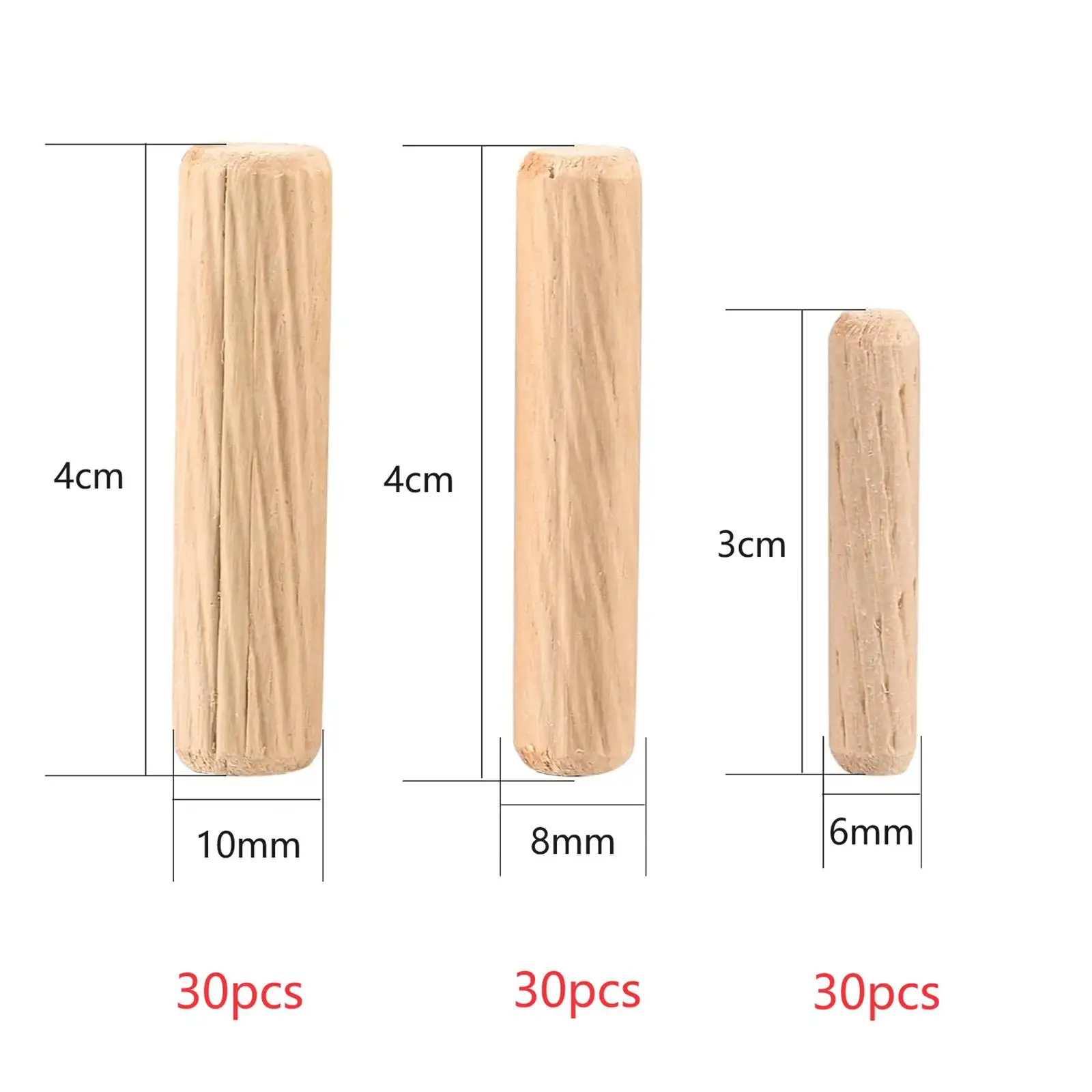 90x Wooden Dowel Pins Assortment Assorted 6mm 8mm 10mm Wood Dowel Rods wooden dowel pins