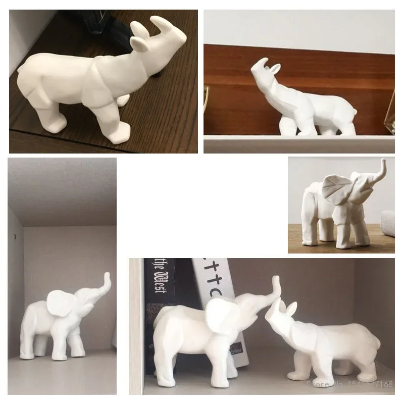 Nordic Ceramic Elephant and rhino Ornaments, Creative Living Room, TV Cabinet, Wine Cabinet, Home Decorations, 1Pc