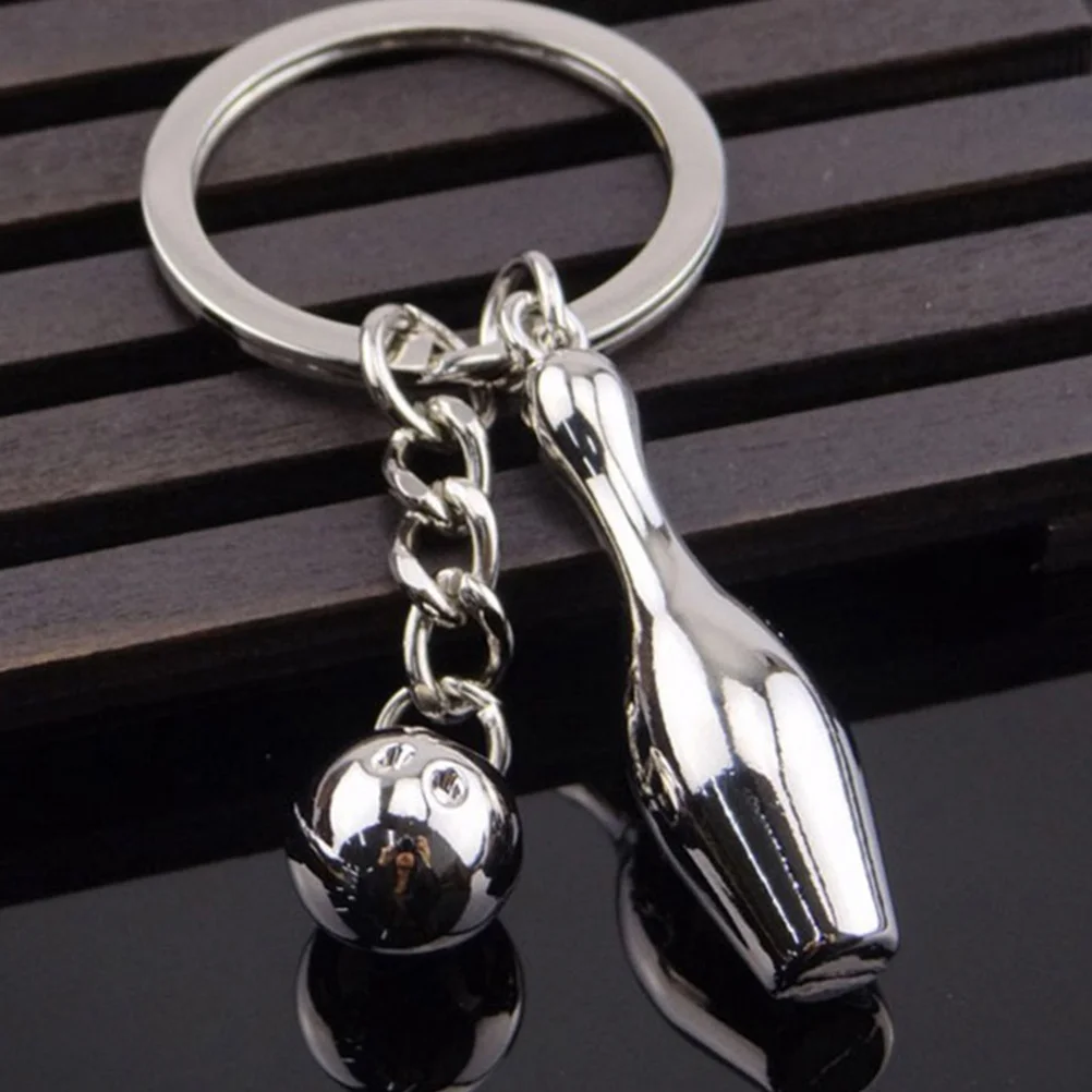 3 Pcs Bowling Keychain Mini Keychains Ornament Gift Sports Zinc Alloy Adorable Rings 10 pcs keychains for boys bag small ornaments rings backpack hanging decor sports party favors pendant