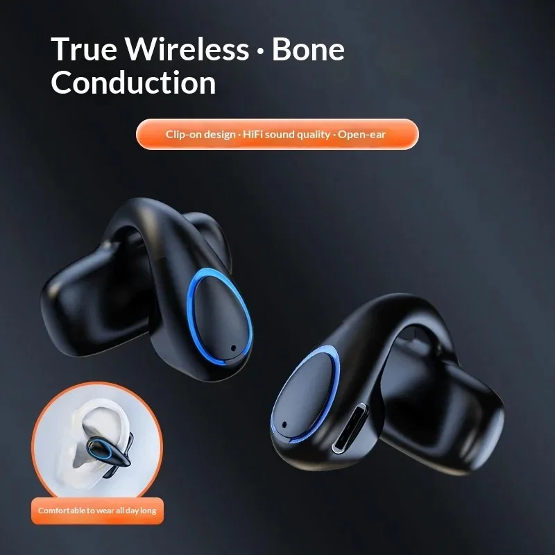 Einohr-Knochenleitungskopfhörer, Lauf- und Sportkopfhörer, kabellose Bluetooth-Ohrclips mit offener Ohrwahrnehmung_voghion.com