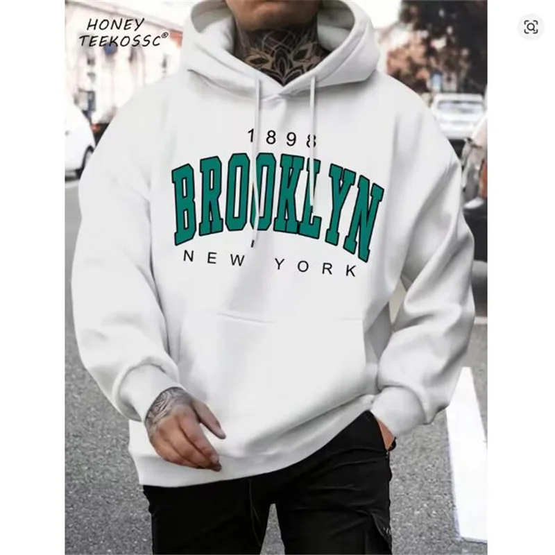 Brooklyn Est 1998 New York Printing Men Hoodies Harajuku Crewneck Hoodie Fashion Oversize Hoody Autumn Comfortable Tracksuit