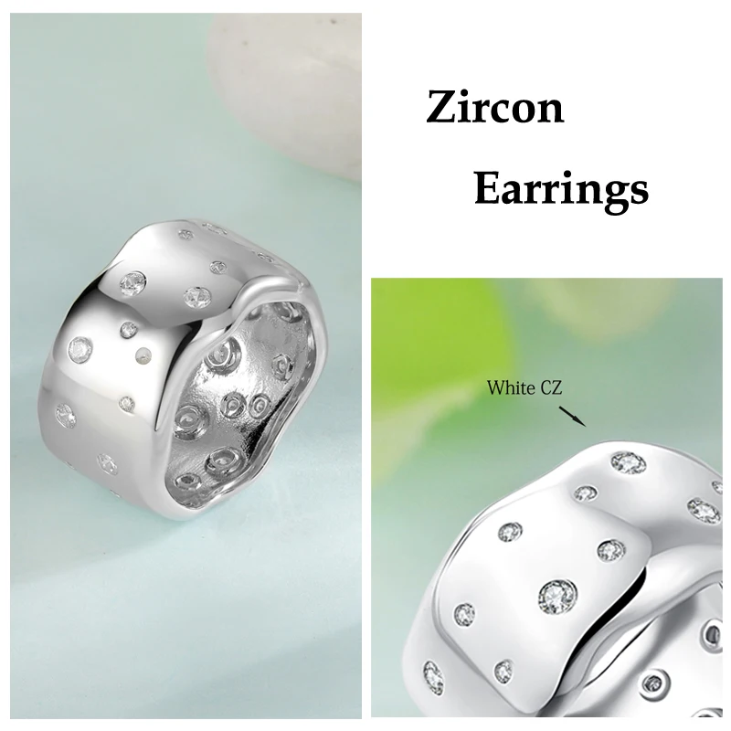 Silver Irregular Handmade Zircon Wide Ring