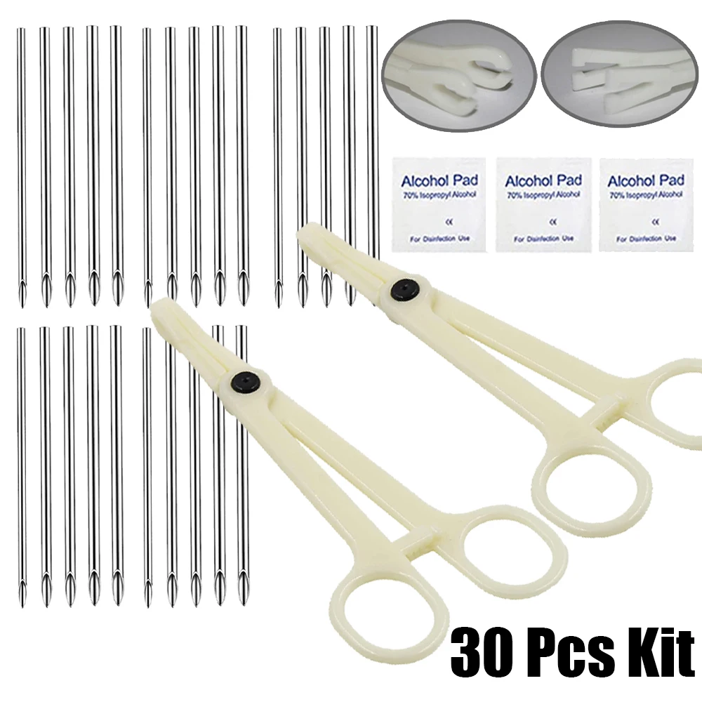 98/69/48/7PCS Piercing Tool Kit Professionelle Ohr Nase Piercing Nadeln Clamp Handschuh Marker stift Tragus Lip Nabel Piercing Werkzeug Set – Detail 4