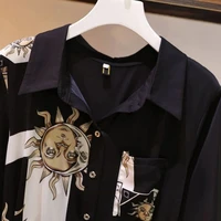 Vintage Print A-Line With Belt Loose Polo Neck Women's Dress Elegant Single-Breasted Knee Length Dresses For Women 2024 Spring - Image 4