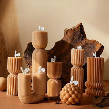Geometric Twisted Cylinder Silicone Candle Mold 1