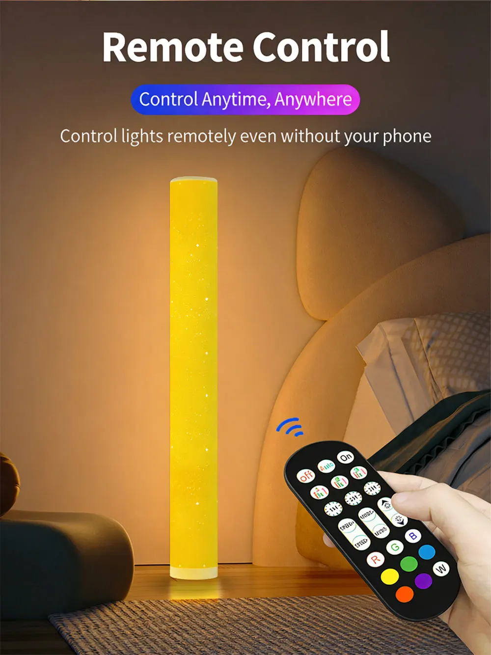 Portable RGB LED Cylindrical Floor Lamp – Music Sync Color Changing Aurora Star Ambient Light for Living Room, Bedroom & E-Sports Setup
