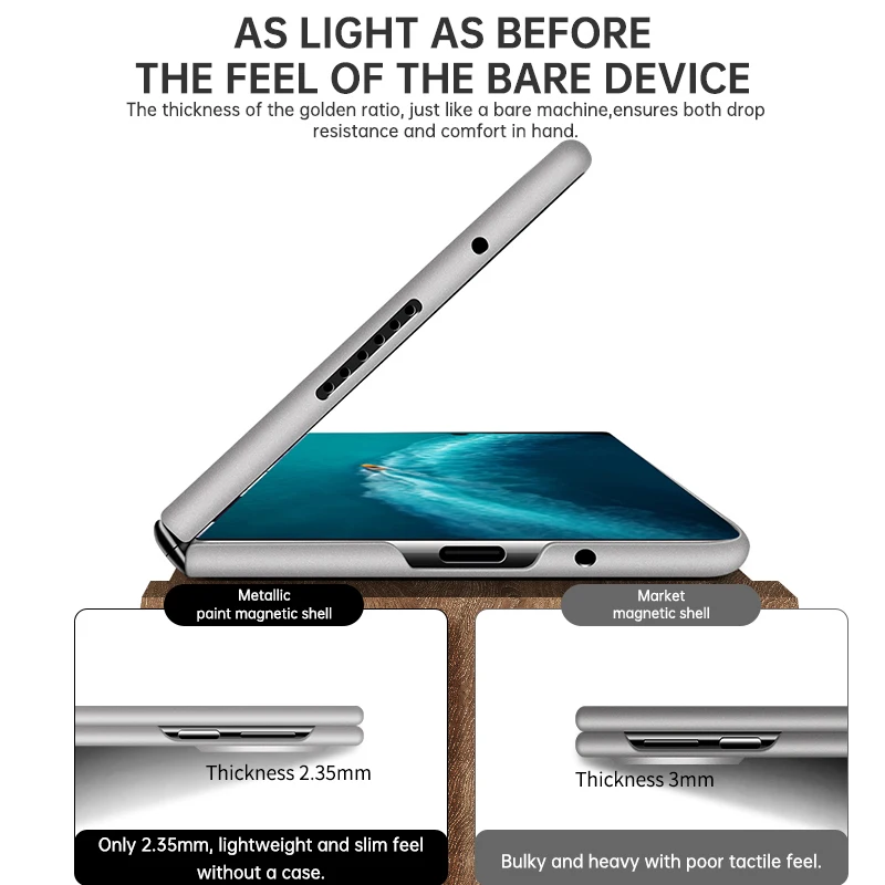 Sleek Frameless Magnetic Case – Metal Matte Finish, Slim Design, Wireless Charging Compatible