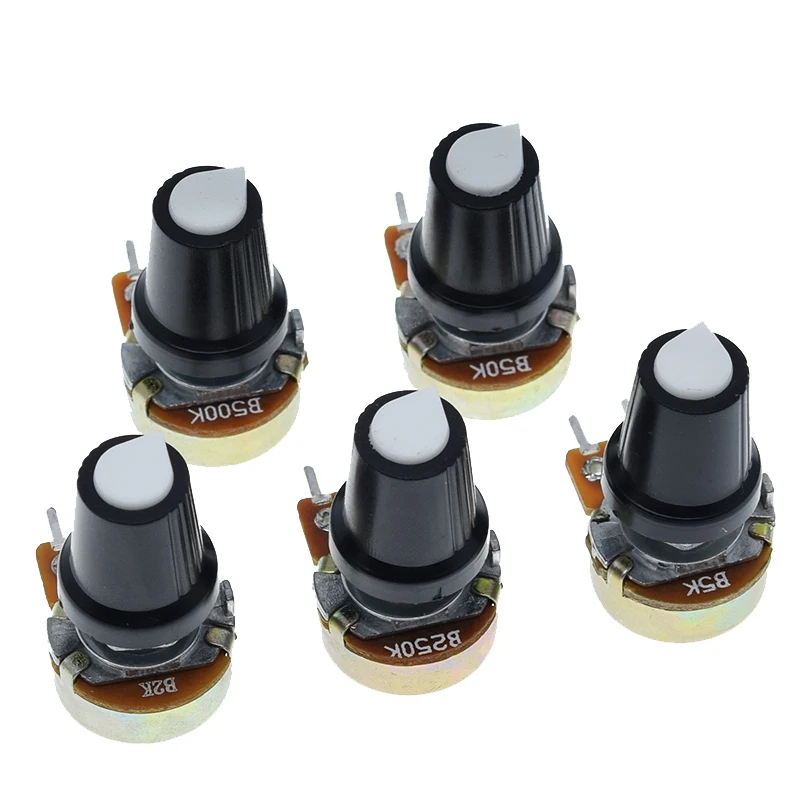 1 Sets WH148 1K 10K 20K 50K 100K 500K Ohm 15mm 3 Pin Linear Taper Rotary Potentiometer Resistor for Arduino with AG2 White Cap double light switch