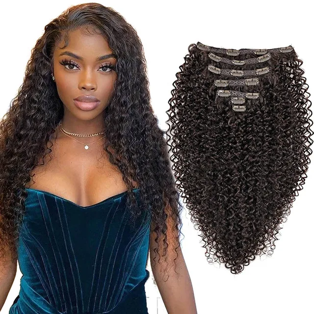 Long Jerry Curly Clip In Hair Extensions Natural Hairpieces Synthetic 7 Pcs Full Head Organic False Hair Afro Curls 26”/65cm #4