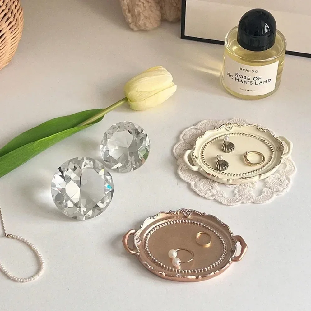 1pc Decorative Jewelry Dish Necklace Earrings Storage Tray Photo Props Room Aesthetic Candle-holder Trays Decorative