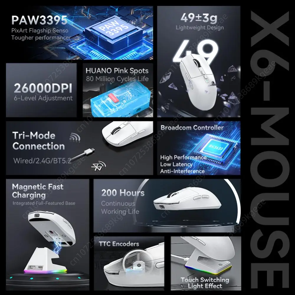 Wireless Gaming Mouse Attack Shark X6 for MacBook Laptop