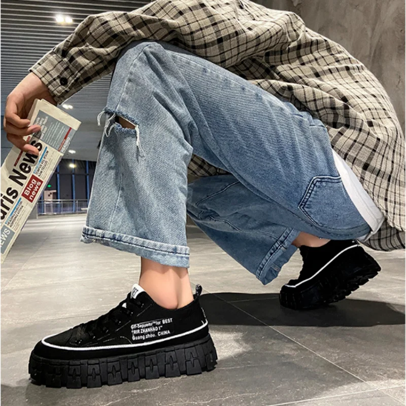 Men Comfortable Platform Sports Shoes Casual Shoes Male Green Solid Color Heighten Couple Man Sneakers New Summer autumn
