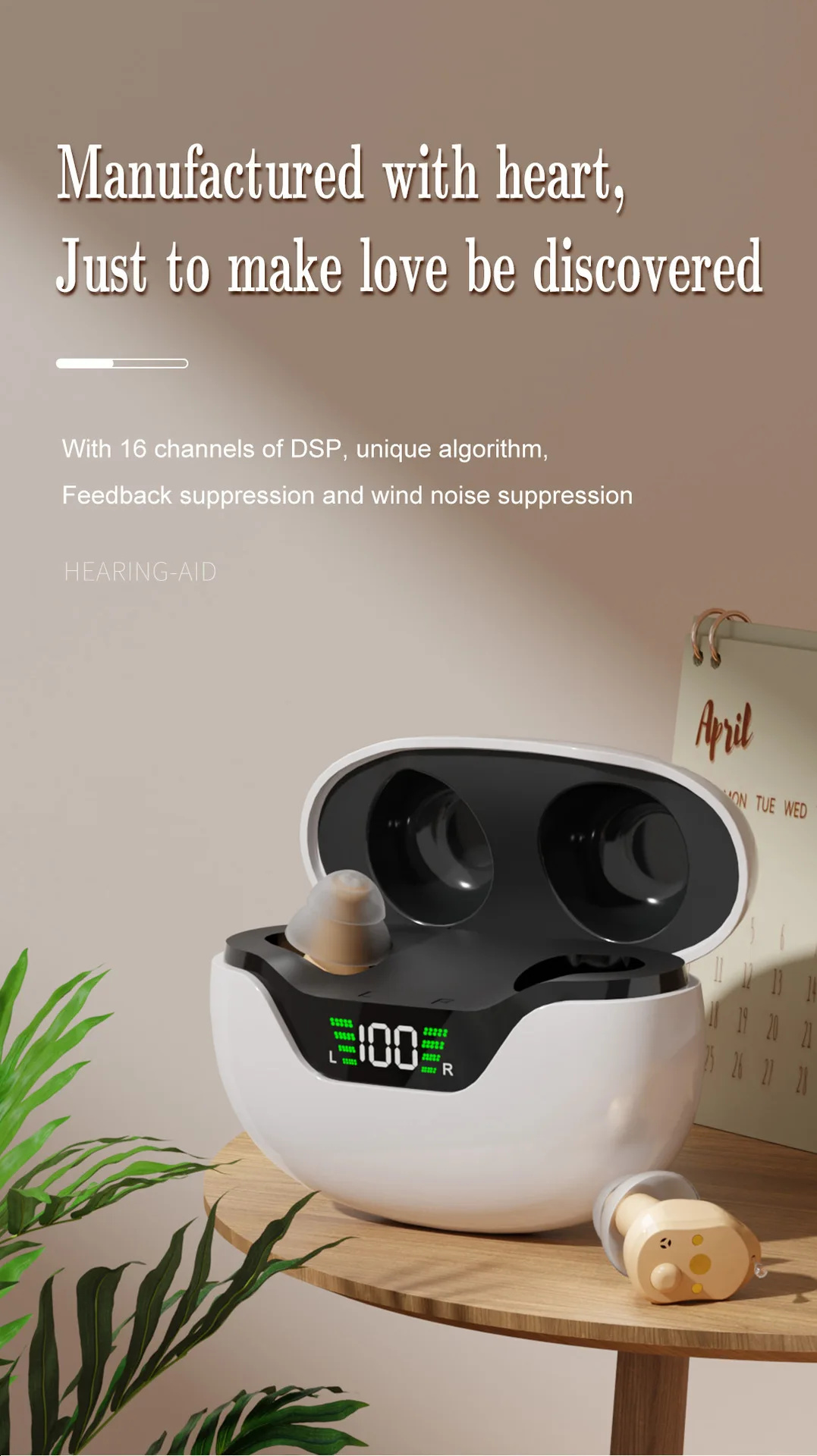 CIC Invisible Rechargeable Hearing Aids Smart Noise Cancellation 16 Channel Medi