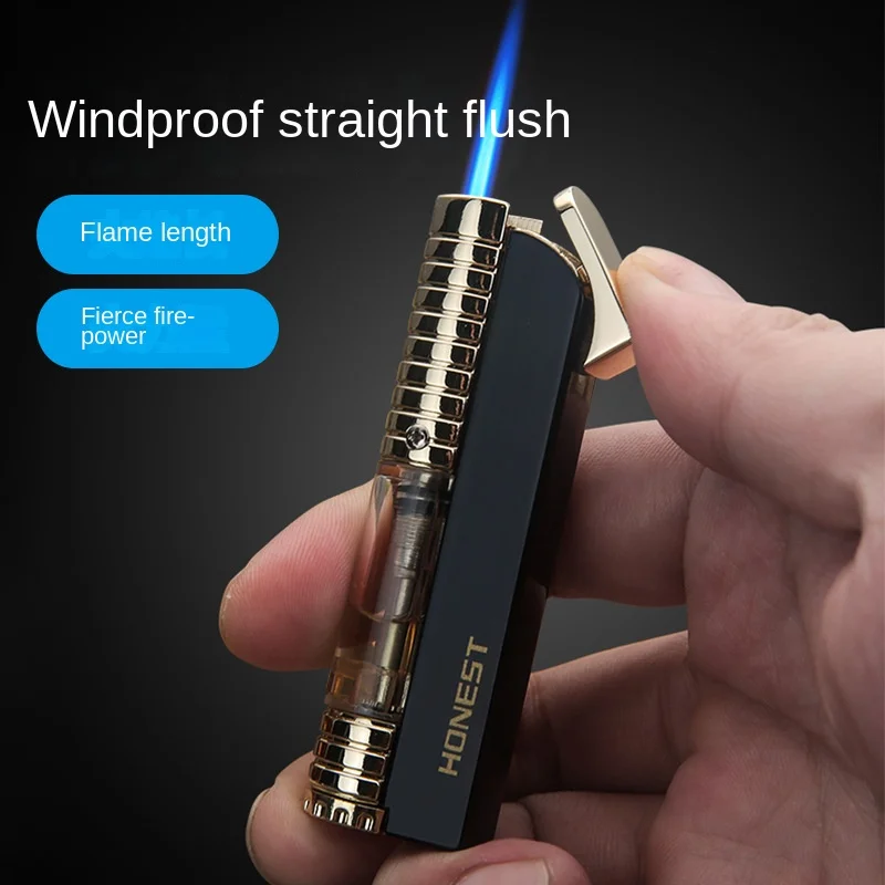 

2023Stripe Inflatable Induction Ignition Lighter Metal Windproof Straight Down Smoking Accessorie Cigarro Electrónico Desechable