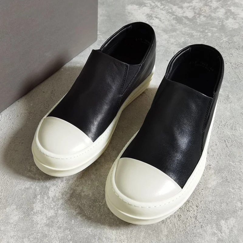 Fashion Male Sneakers High Street Men's Casual Shoes Comfortable Black Solid Couple Shoes Slip-on Women's Sneakers 2