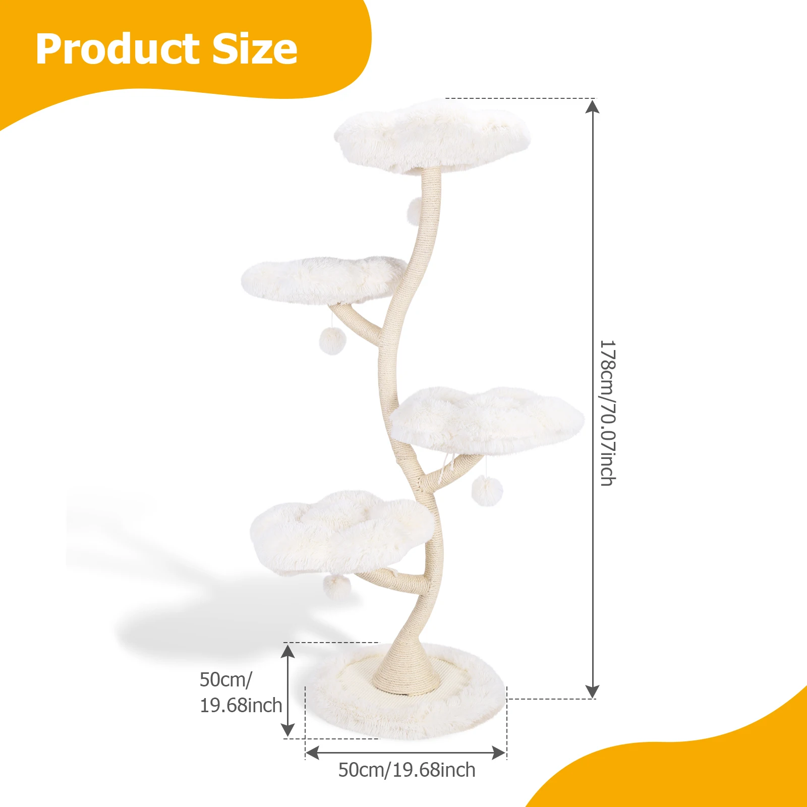 Integrated Multi-Layer Cat Shelf with Bed Freestanding Cat Tower Tall Tree for Scratch Lookout and Play