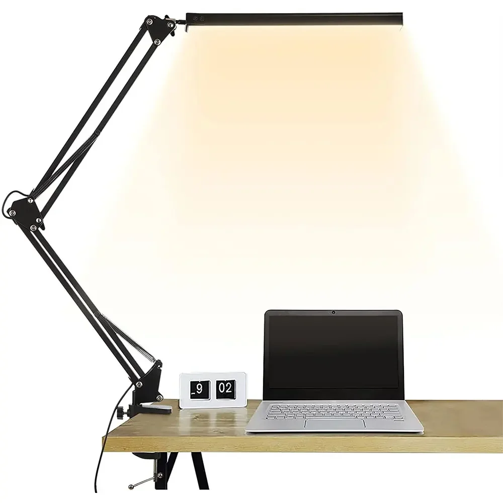 LED Desk Lamp With Clip, Desk Lamp With Eye Care, Office Light With Adjustable Brightness  3 Lighting Modes, 10 Brightness 3