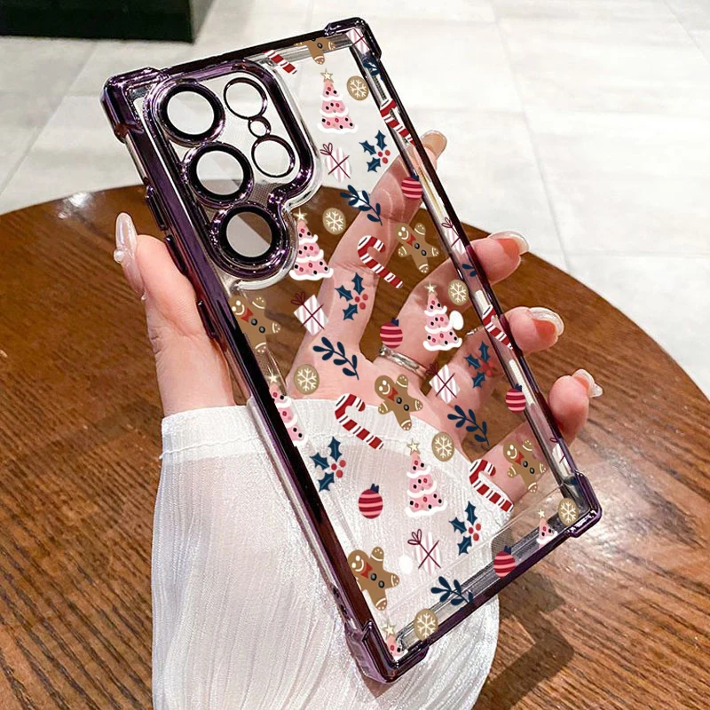 Festive Santa Claus Electroplate Airbag Clear Phone Case Cover