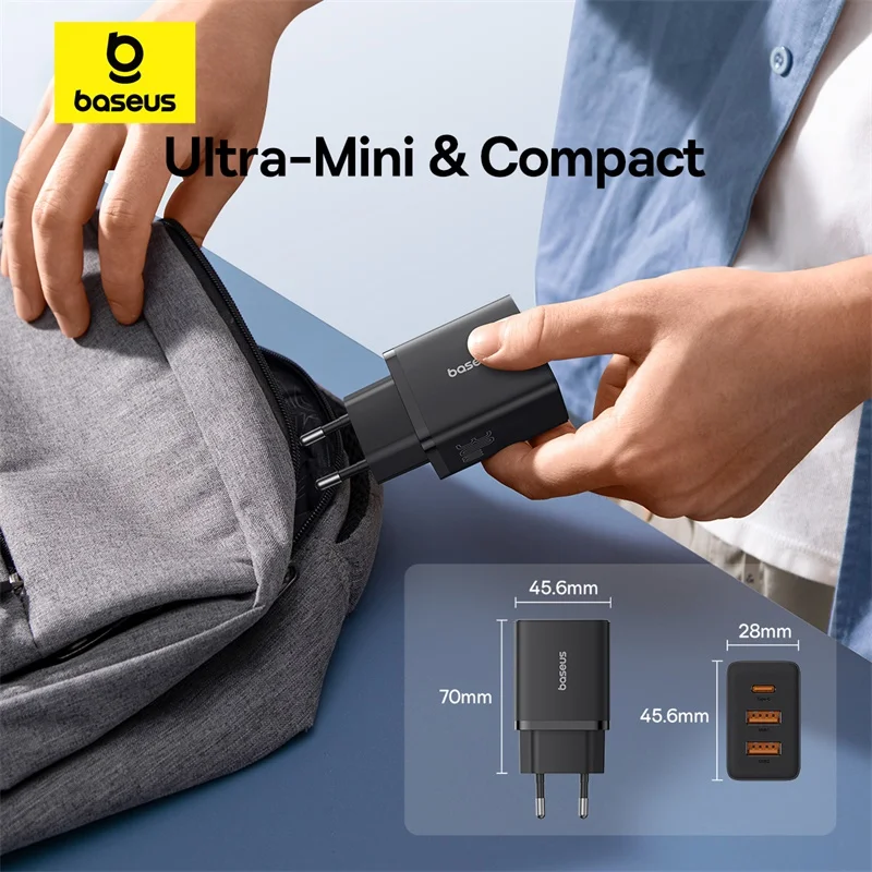 Baseus 30W USB Charger QC3.0 PD3.0 Type C PD Fast Charging 3 Ports Quick Phone Charger For iPhone 15 14 13Pro Max Xiaomi Samsung Best Sellers In Phones Accessories