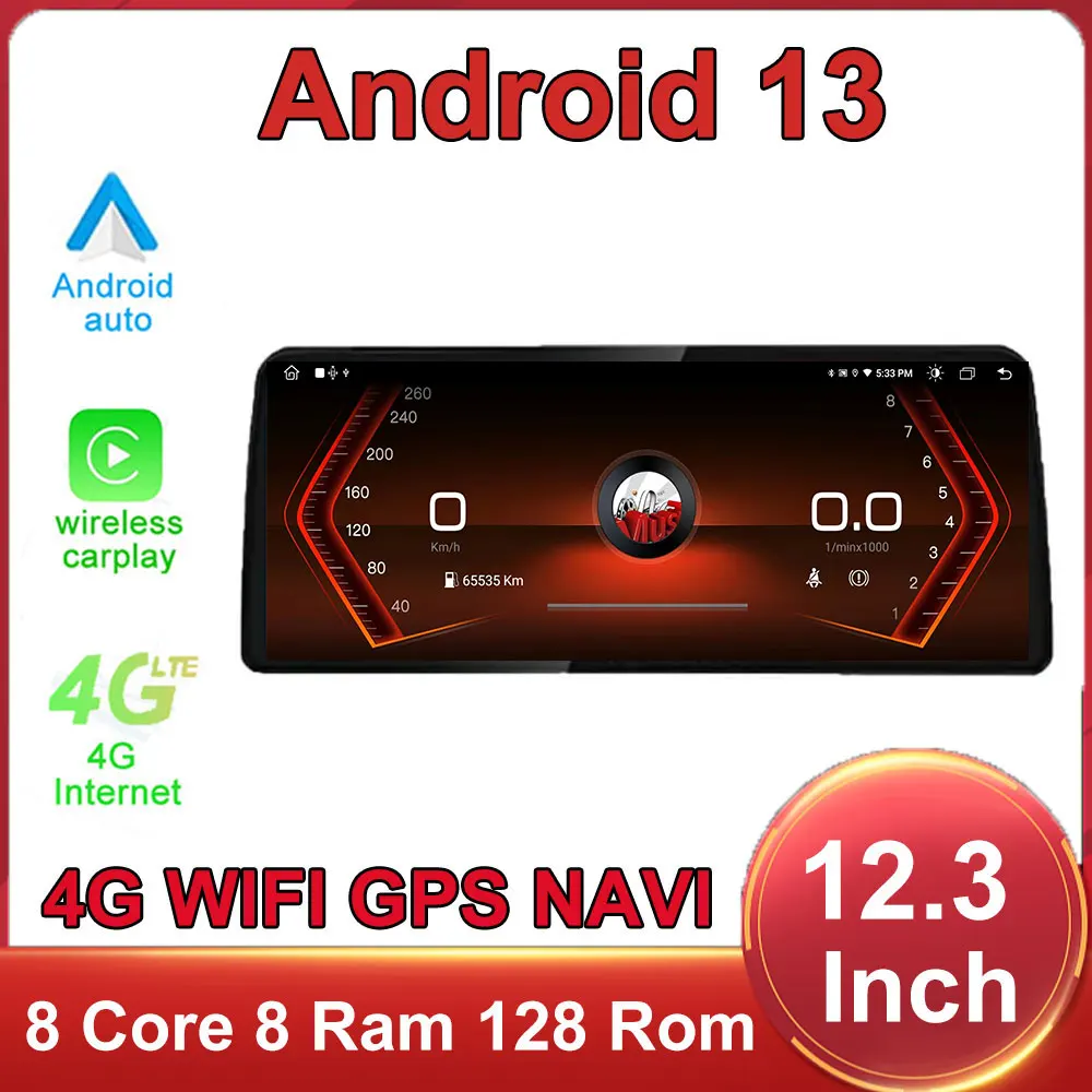 

Car Accessories 12.3 Inch Carplay Monitor Multimedia Player Stereo Speacker Radio For BMW E60 E61 M6 Android 13 Touch Screen