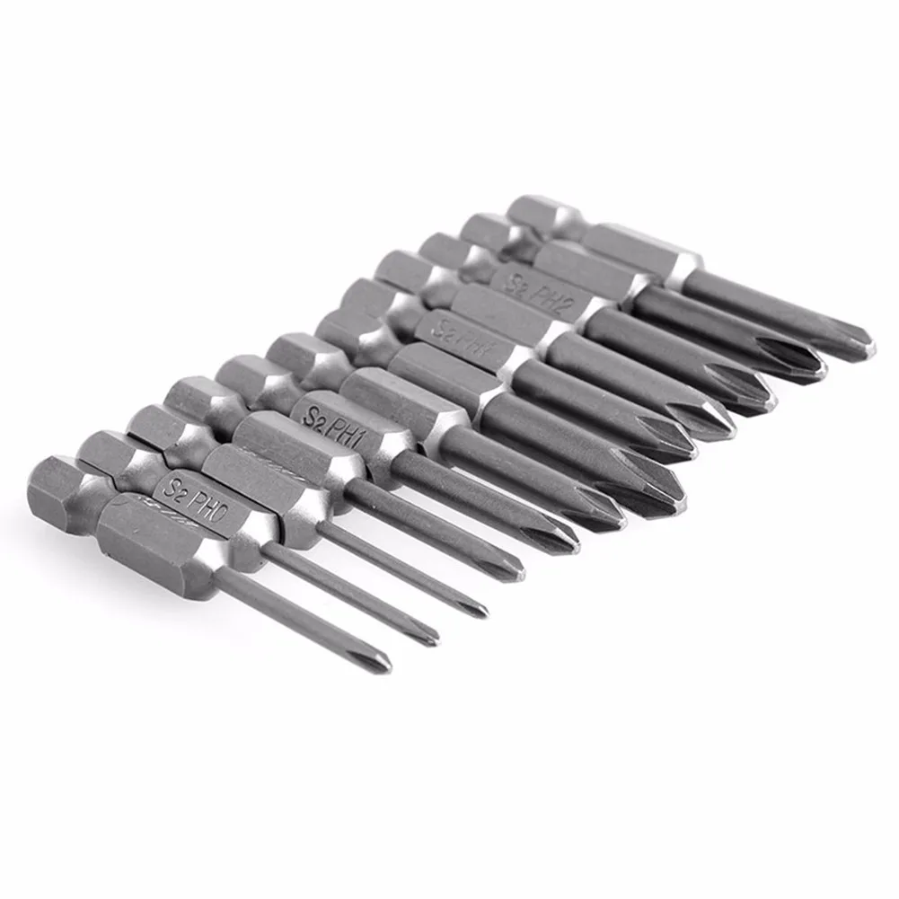 

12Pcs Hexagon Shank Cross Screwdriver Bit Hand Tool Antiskid Electric Drill 50MM Electrical Repair Alloy Steel Screwdriver Bit