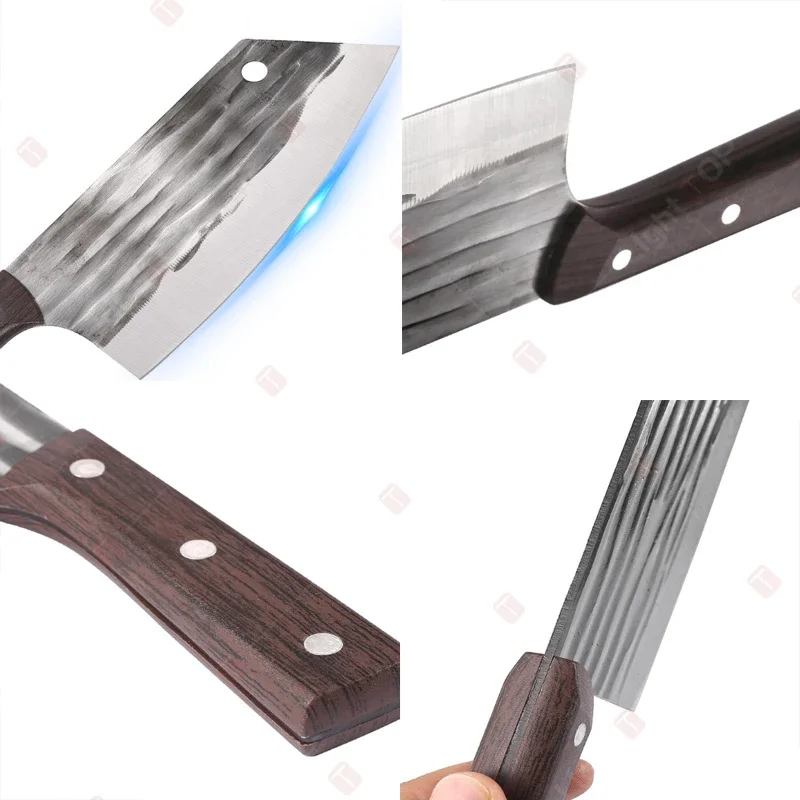 Description Picture 6 of itemProfessional Chinese Knife Handmade Forged Kitchen Knife Plastic handle Butcher Cleaver Chopping Bone Knife Kitchen Accessories