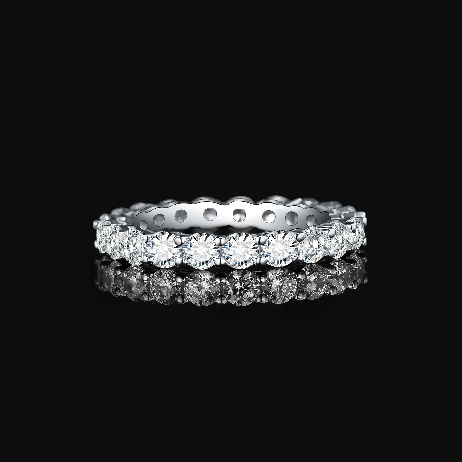 JewelryPalace 여성용 모이사나이트 D 컬러, 옐로우 로즈 골드 도금, 쌓을 수 있는 반지, 라운드  웨딩 밴드, 2.1ct