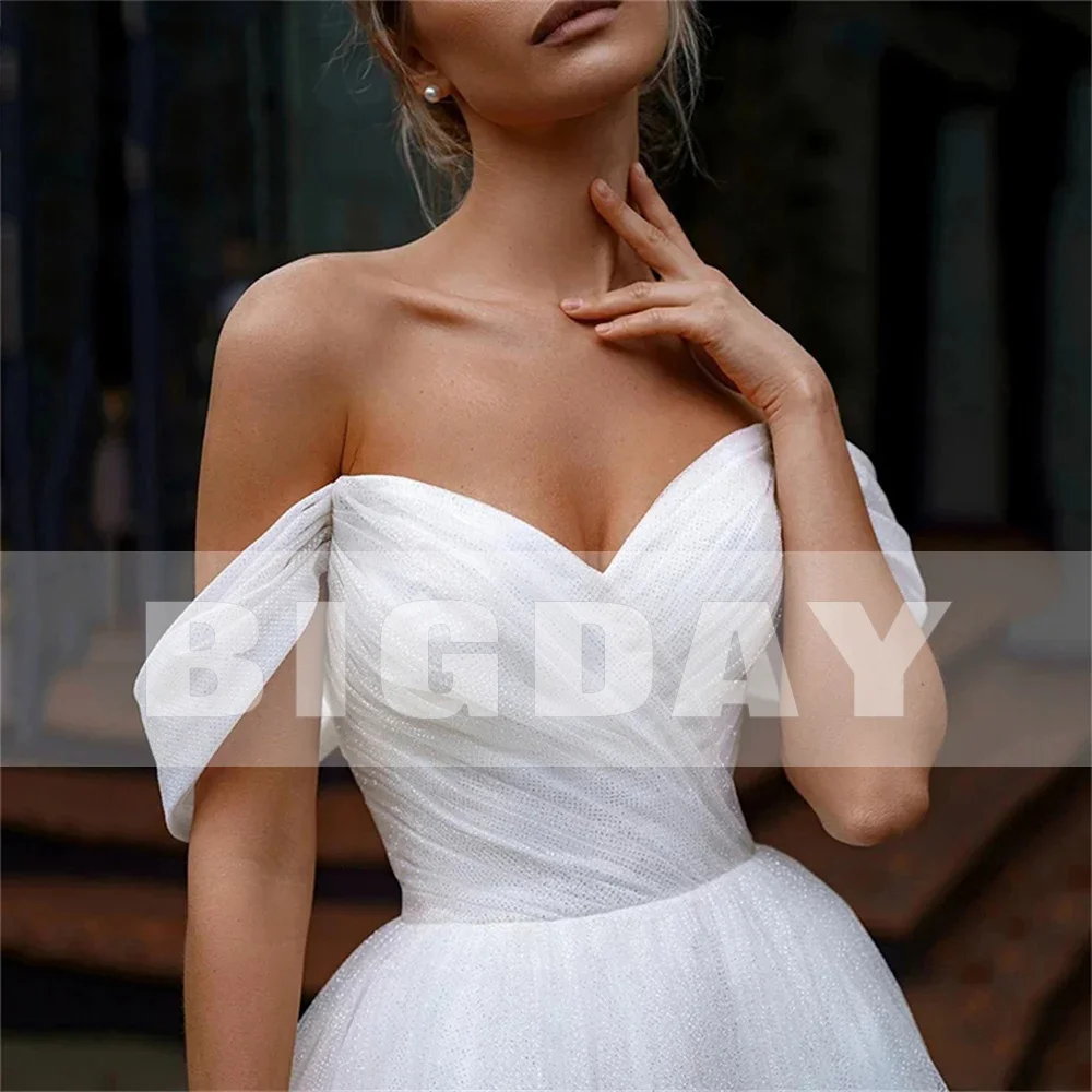 Elegant Sweetheat A-Line Off The Shoulder Wedding Dress Women 2025 Backless Pleat Tulle Bridal Gown Vestidos De Noiva Customized 3
