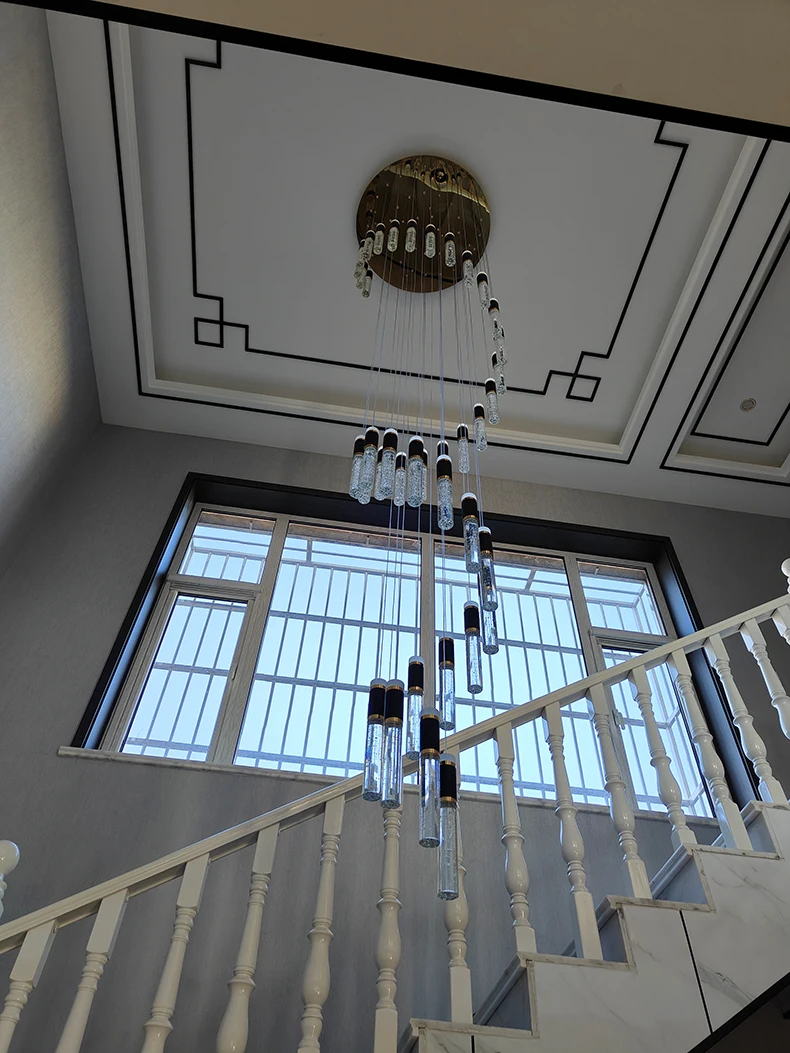 Modern Crystal Chandelier - Elegant Pendant Lamp for Living Room and Staircase
