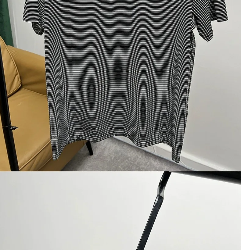 High end brand trend ice silk striped short sleeve polo shirt men's 2024 summer new fashionable print hot diamond casual T-shirt 25 S102e7bfd6de34ccdbd263ebfeb07460bT