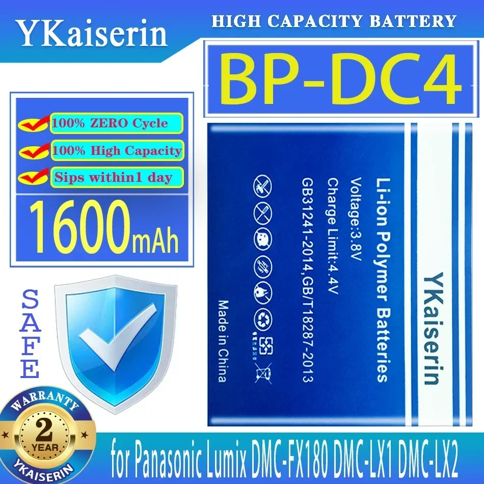 Batteria Ykaiserin Bp-Dc4 Bpdc4 1600Mah Per Panasonic Lumix Dmc-Fx180 Dmc-Lx1 Dmc-Lx2 Lx3 Fs1 Fs2 Fx01 Fx07 Bateria