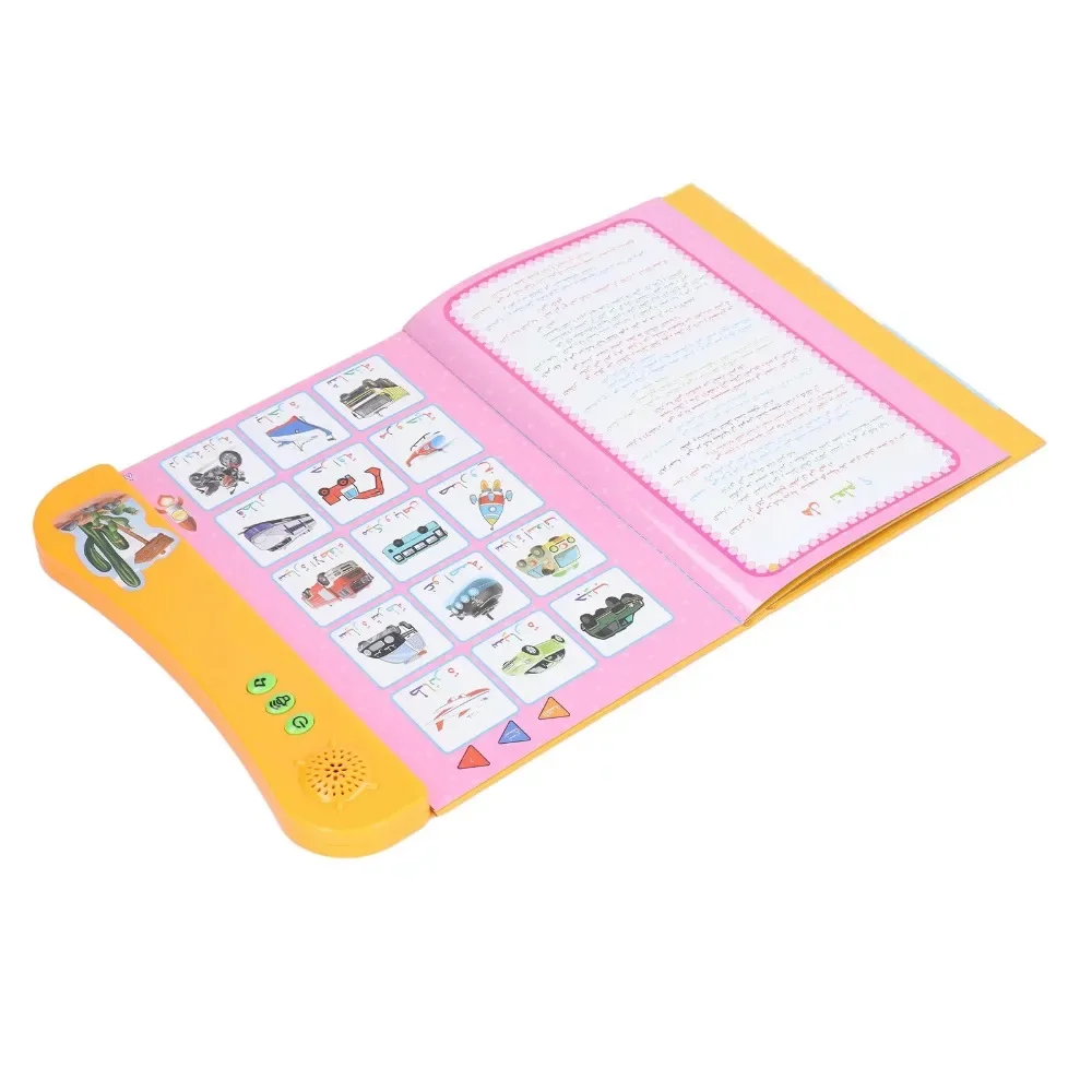 Electronic Learning Book, Birthday Gift Funny  Children Sound Book Arabic Cartoon Pattern Interactive  for Travel Orange 4