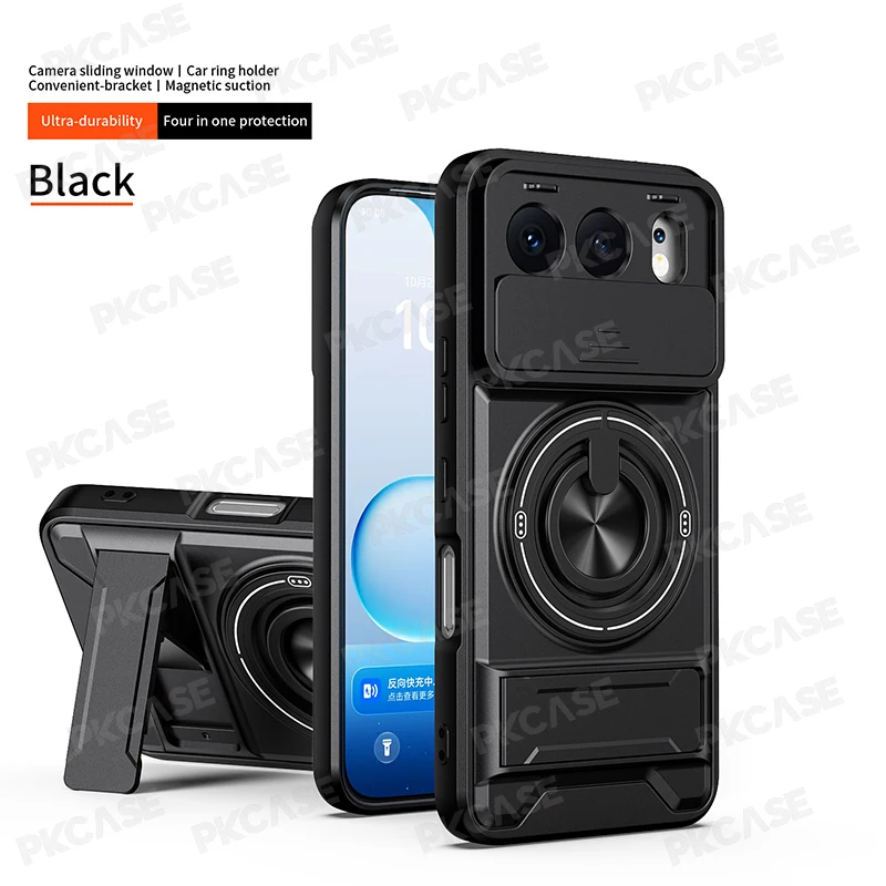 Folding Bracket Slide Camera Protect Case with Magnetic Ring Stand Cover