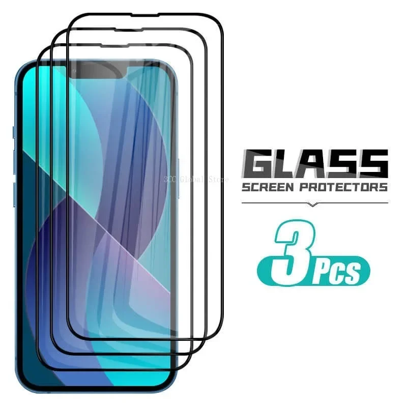 

3 Pieces Protective Glass Film For iPhone 13 14 Pro Max 12 Mini Tempered Glass For IPhone 11 Pro XS XR 7 8 6 Plus SE 22 glass