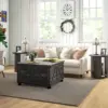 Coffee Table with Flip Top Hidden Storage, Square Center Table Distressed Brown 1