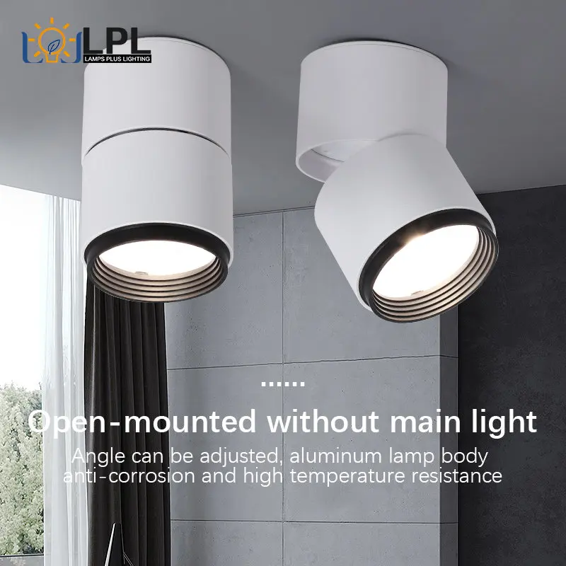 

7W Exposed LED Spotlight Adjustable Anti Glare Ceiling Lamp Decoration Home Hotel Living Room Clothing Store Spotlight