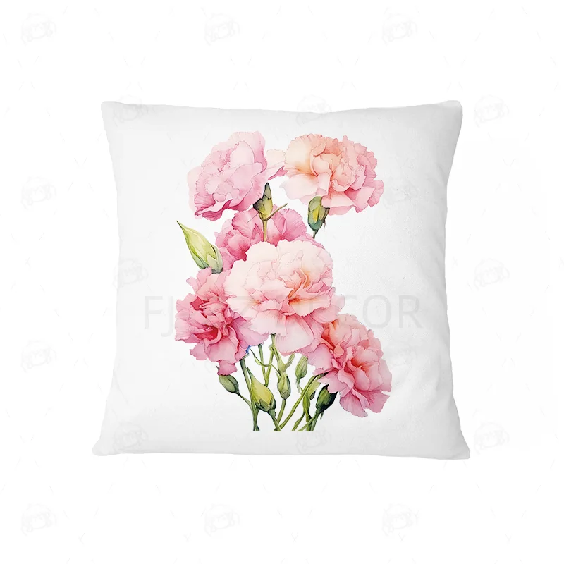Funda de almohada con diseño de claveles y flores de lirio, cojín decorativo suave y cálido para el hogar, el jardín, el sofá, la sala de estar, 18 x 18 pulgadas