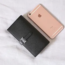  High-end light luxury wallet women Leather women's wallet two fold long wallet top layer cowhide vertical palm pattern unisex 