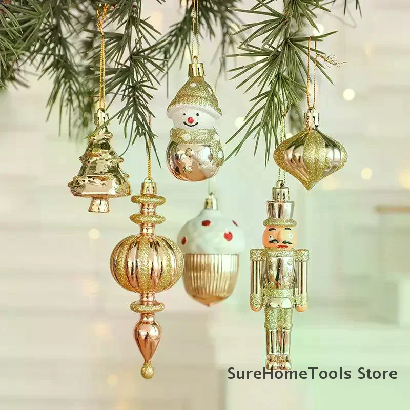 2PCS Red&white Christmas Hanging Decoration Plastic Santa Clause Christmas Tree Ornament Festival Party Supplies Xmas Baubles