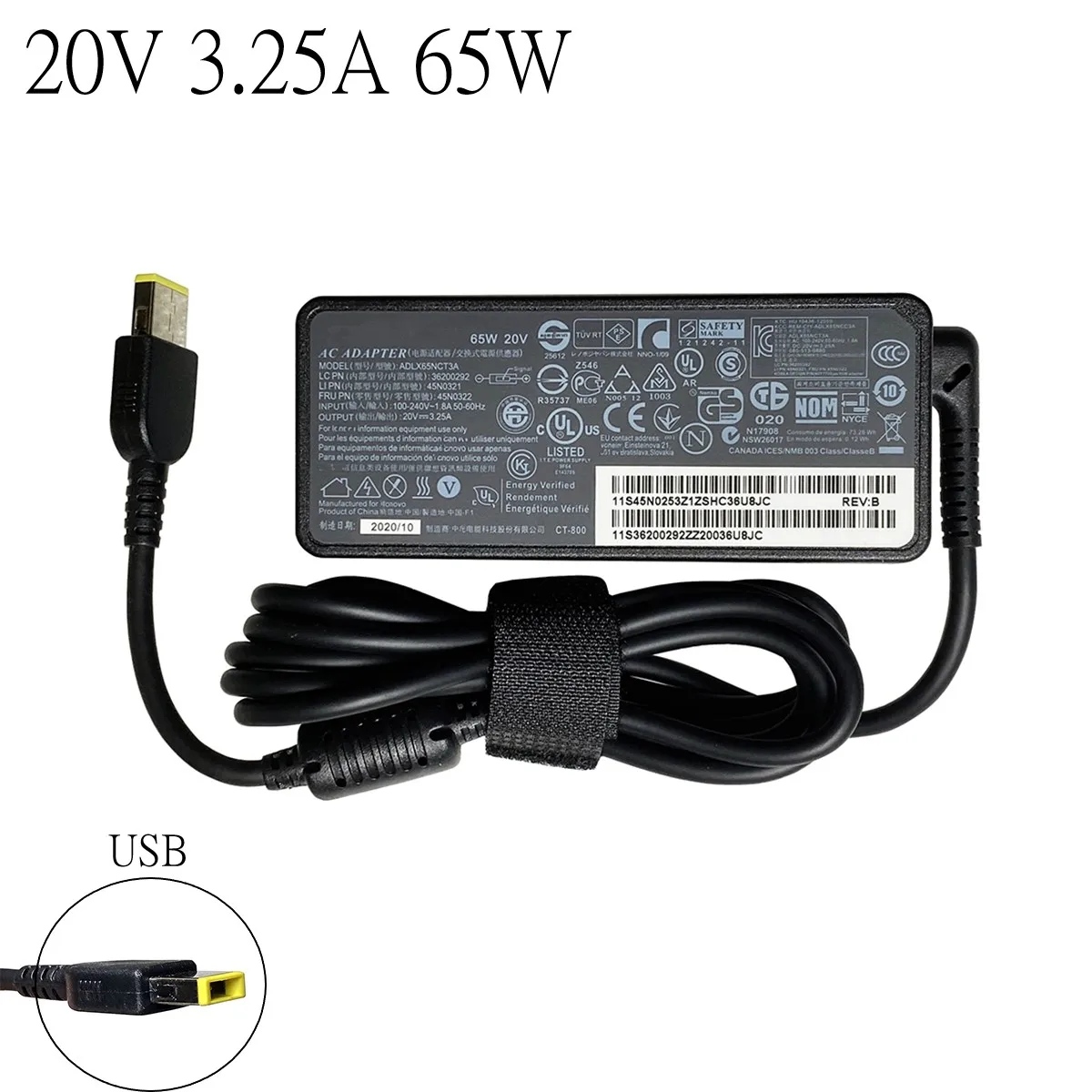 

20V 3.25A 65W AC Power Adapter Laptop Charger For Lenovo X1 Carbon E431 E531 S431 T440s T440 X230s X240 X240s G410 G500 G505