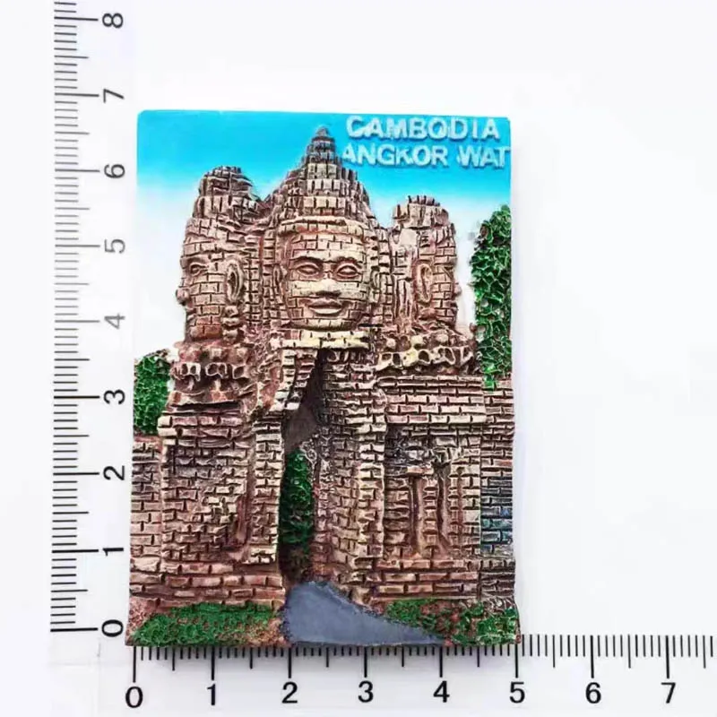 Calamita Cambogia Angkor Wat - Sorriso Khmer Bayon, Magnete Frigorifero Artigianale Resina