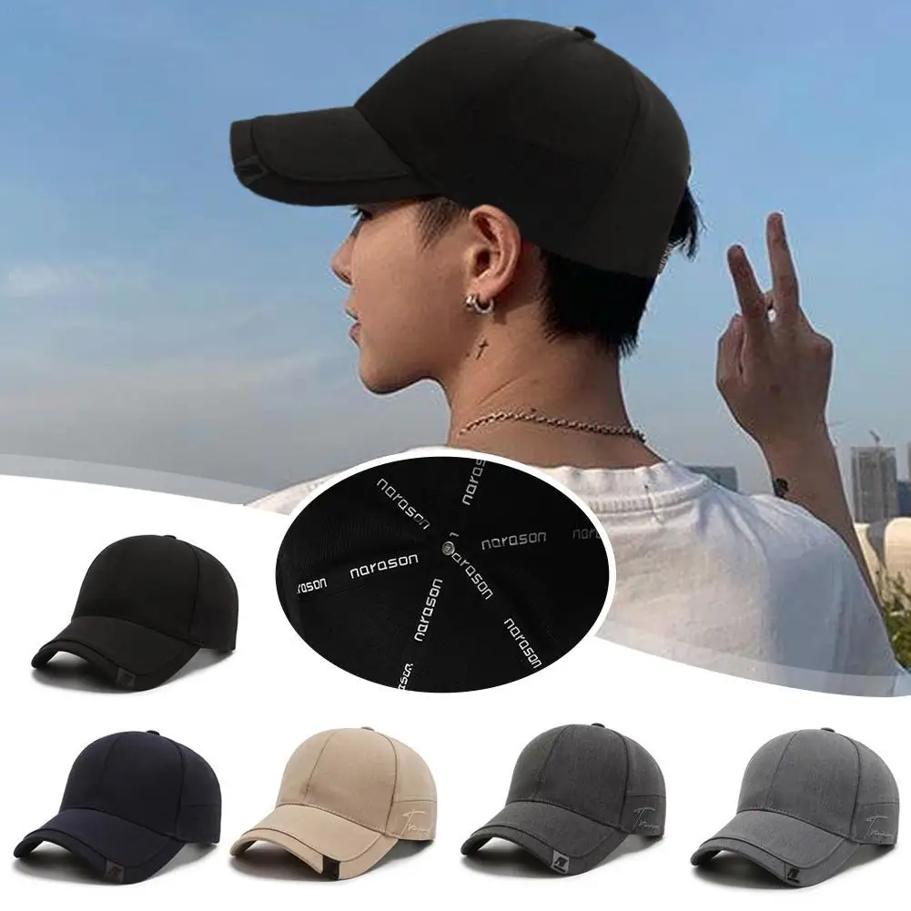 

Men Outdoor Sport Baseball Hat Solid Color Male Peaked Cap Fashion Letter Embroidery Bonnet Sun Visors Trucker Hat Casquette