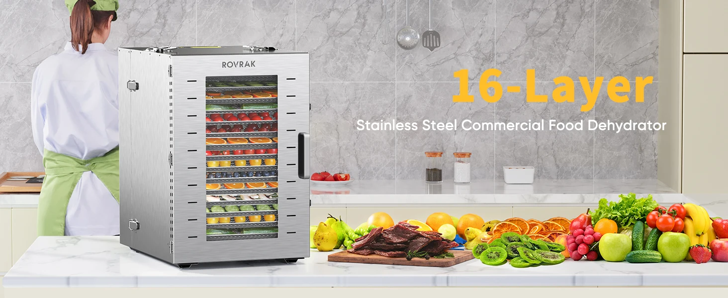 Description Picture 2 of itemDehydrator Machine, 16-Tray Food Dehydrator for Jerky, Fruit, Meat, Herbs, Adjustable Timer, Temperature Control