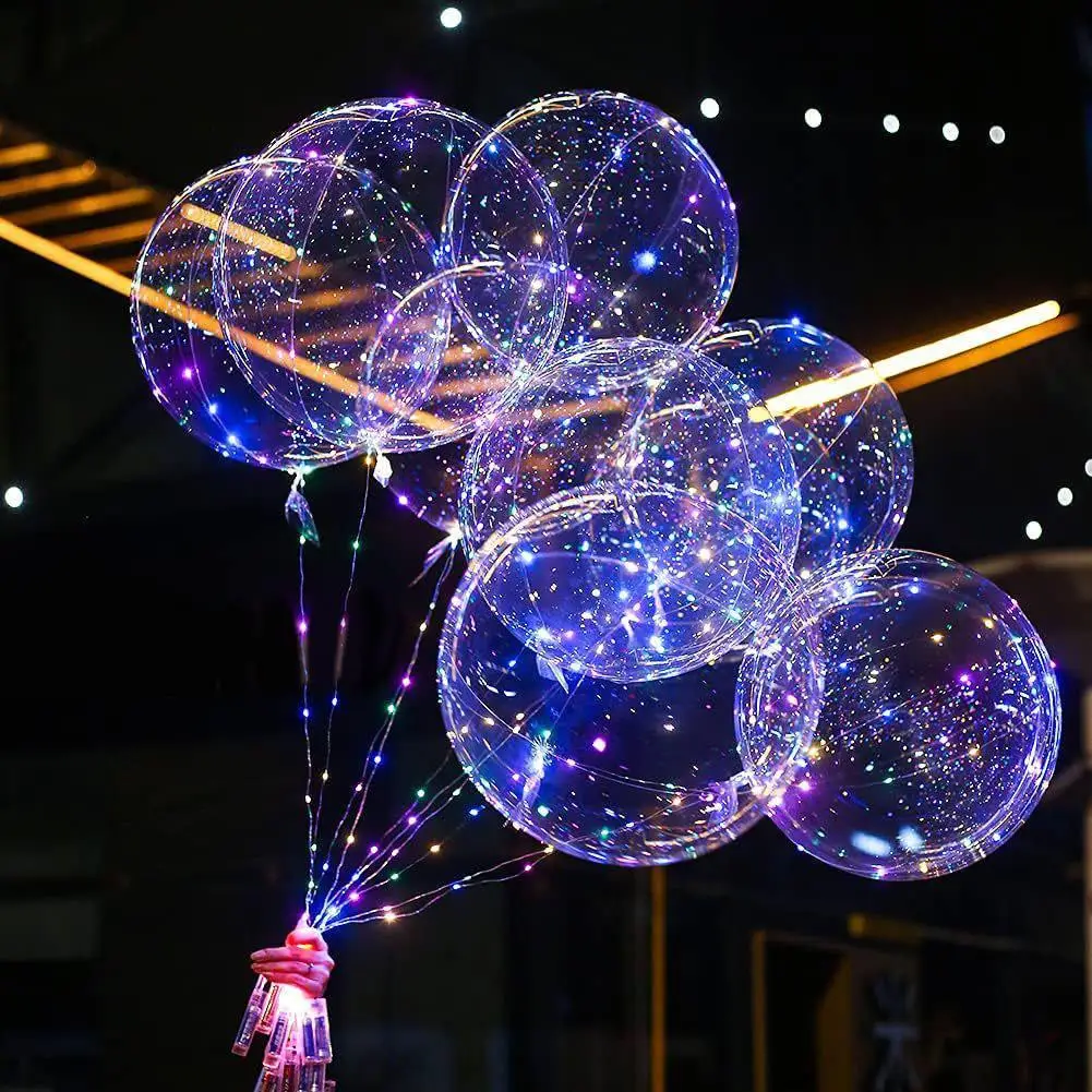 3Pcs LED Light Up Balloons Glow In The Dark Transparent Led Balloons For Weddings Birthdays Valentine's Day Party Festival Decor foil balloons latex balloon birthday balloons party balloon set birthday party decoration set metallic sequin balloons aluminum balloon clear bubble balloon white balloons inflatable balloon