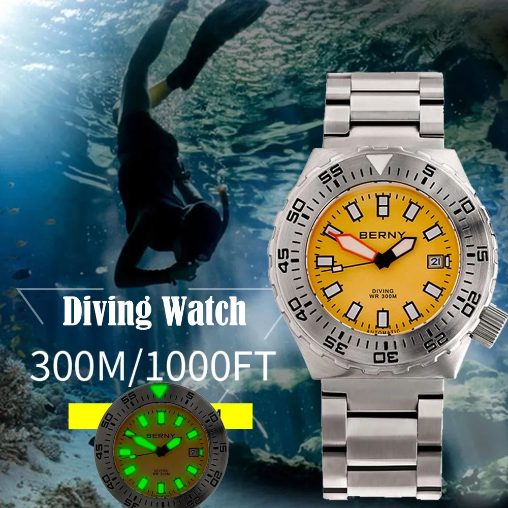 BERNYMenDiverWatchAutomaticMechanicalWristwatches30ATM
